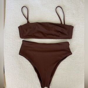 Vitamin A Ribbed brown bikini - size L - worn once